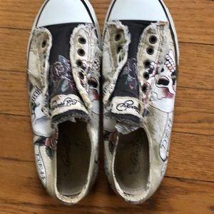 Don Ed Hardy no lace skull sneakers